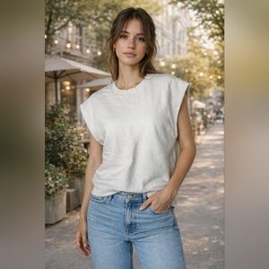 Madewell White Sleeveless Boxy Shirt